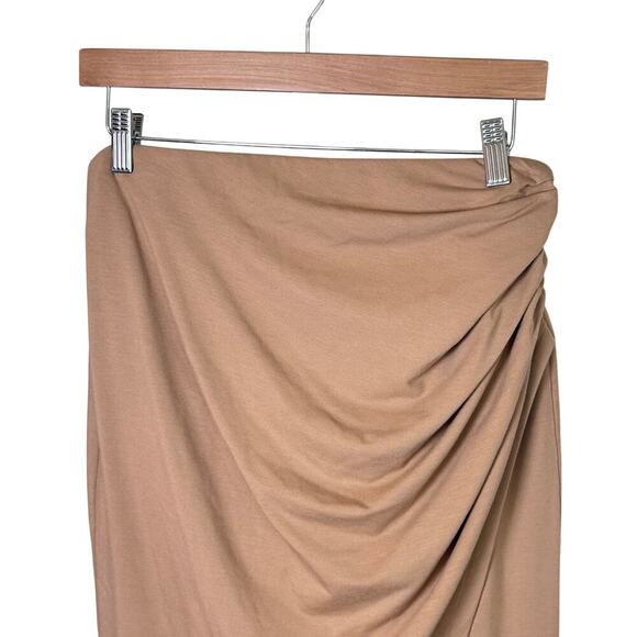 New OPEN EDIT Ruched Tulip Hem Skirt in Tan Cartouche Women’s Sz M - Picture 4 of 10